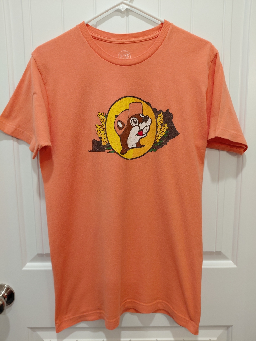Peach Buc-ees Graphic Short Sleeve Tee - Mascot Print #0968